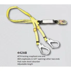 442AB - 6 ft Adjustable Length Shock Absorbing Web Lanyard