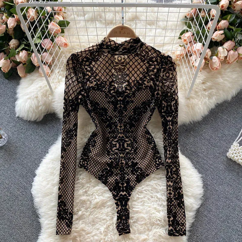 Aiertu Women Sexy Backless Rompers Fashion Korean Bodycon Jumpsuits New Summer Chic Streetwear Flocking Slim Bodysuit