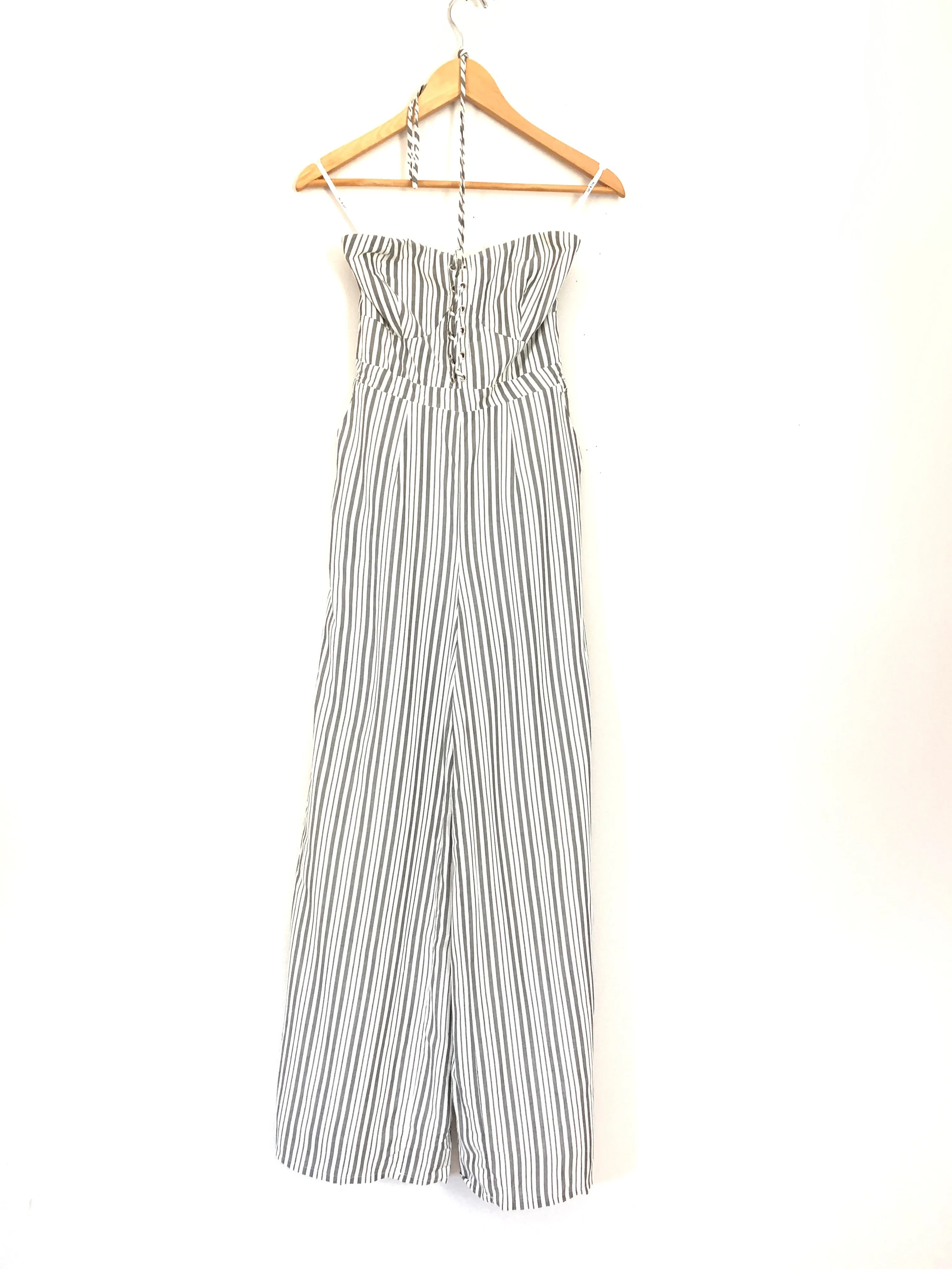 Ali & Jay White & Blue Stripe Dress Up Buttercup Jumpsuit NWT- Size XS