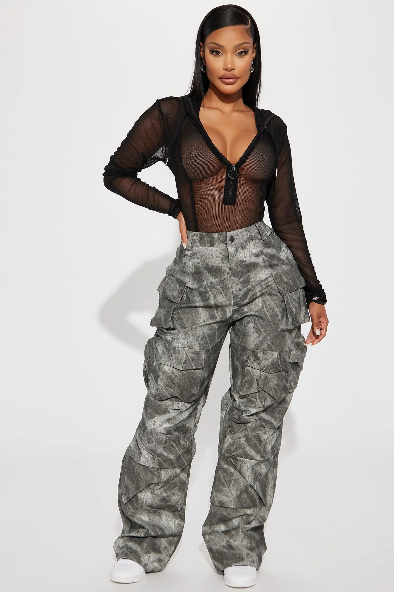 Always A Stand Out Mesh Bodysuit - Black