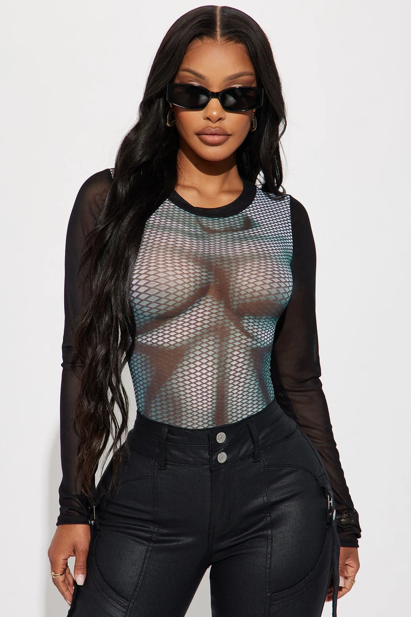 Always Noticed Mesh Bodysuit - Black