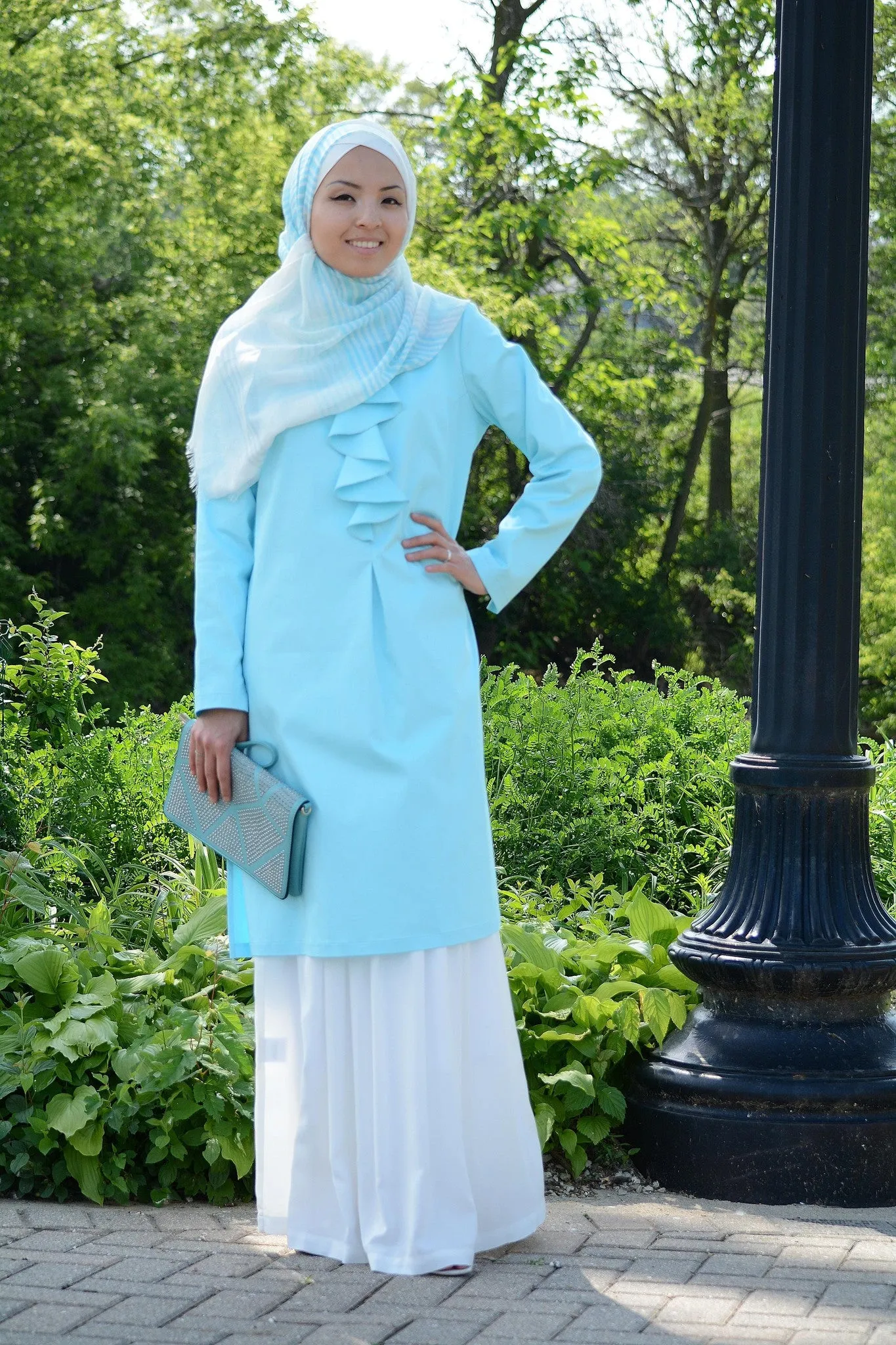 Aqua Ruffled Tunic