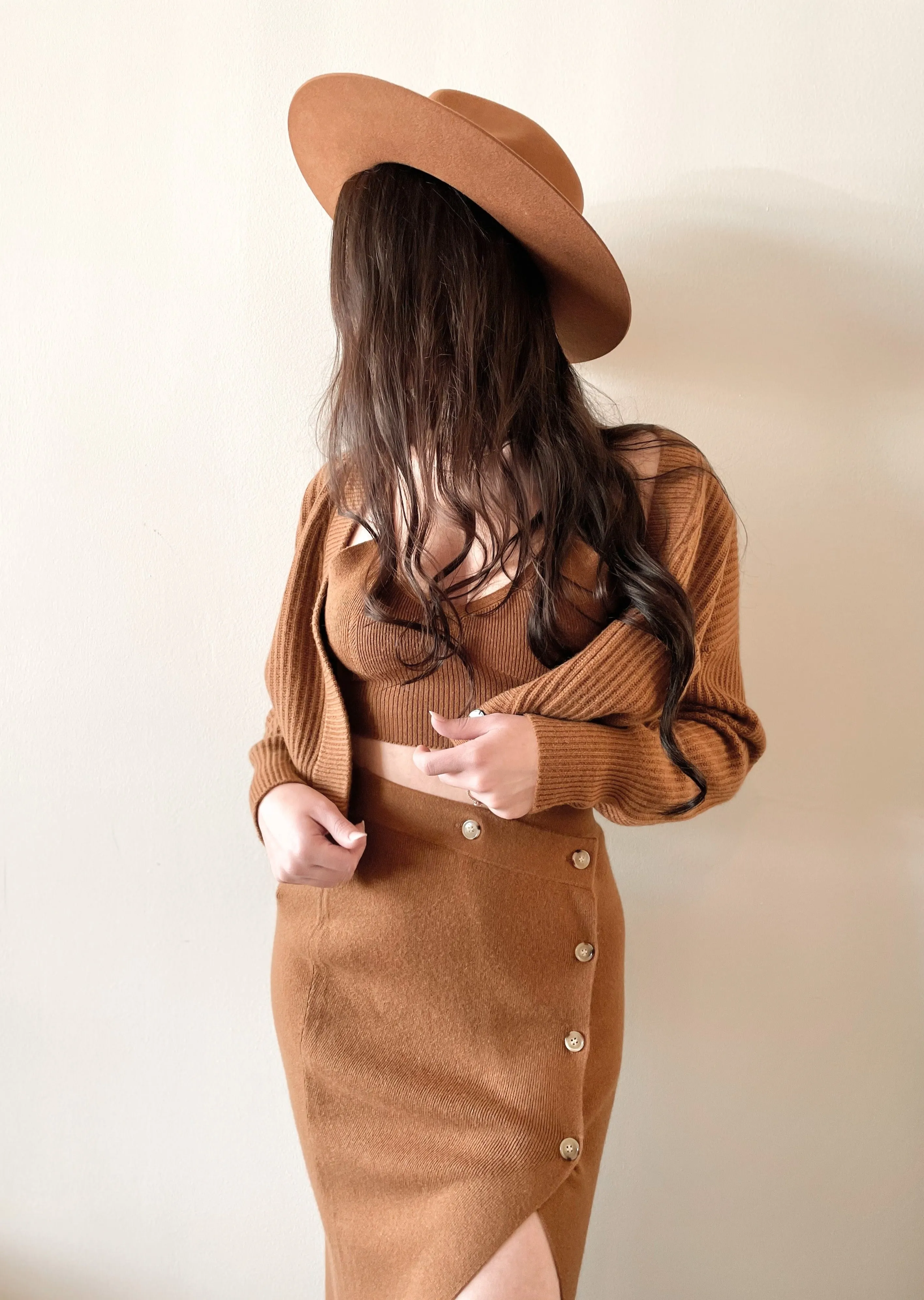 Astrid Ribbed Cardigan - Caramel