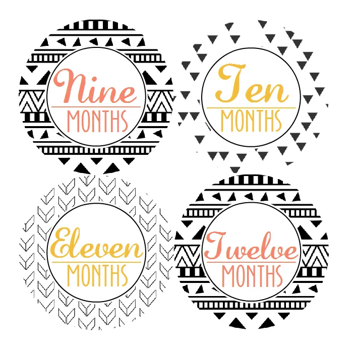 AZTEC TRIBAL MONTHLY BABY STICKERS