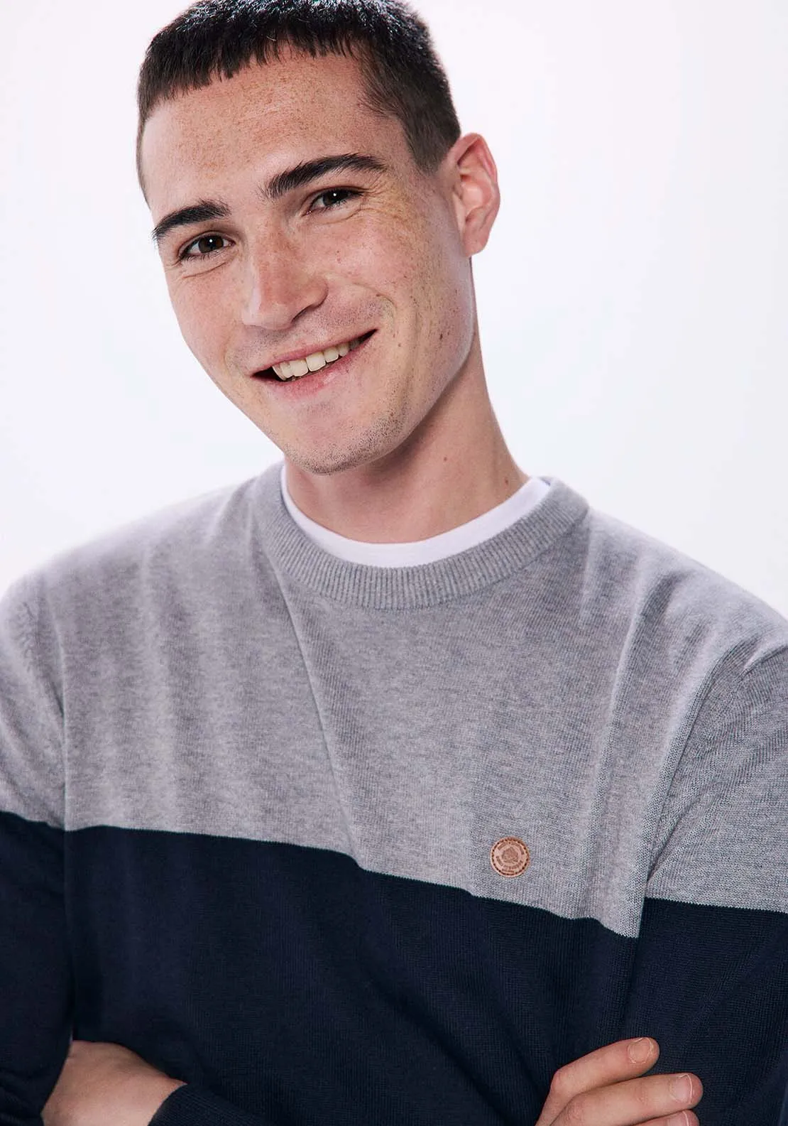 Basic color block sweater - Navy
