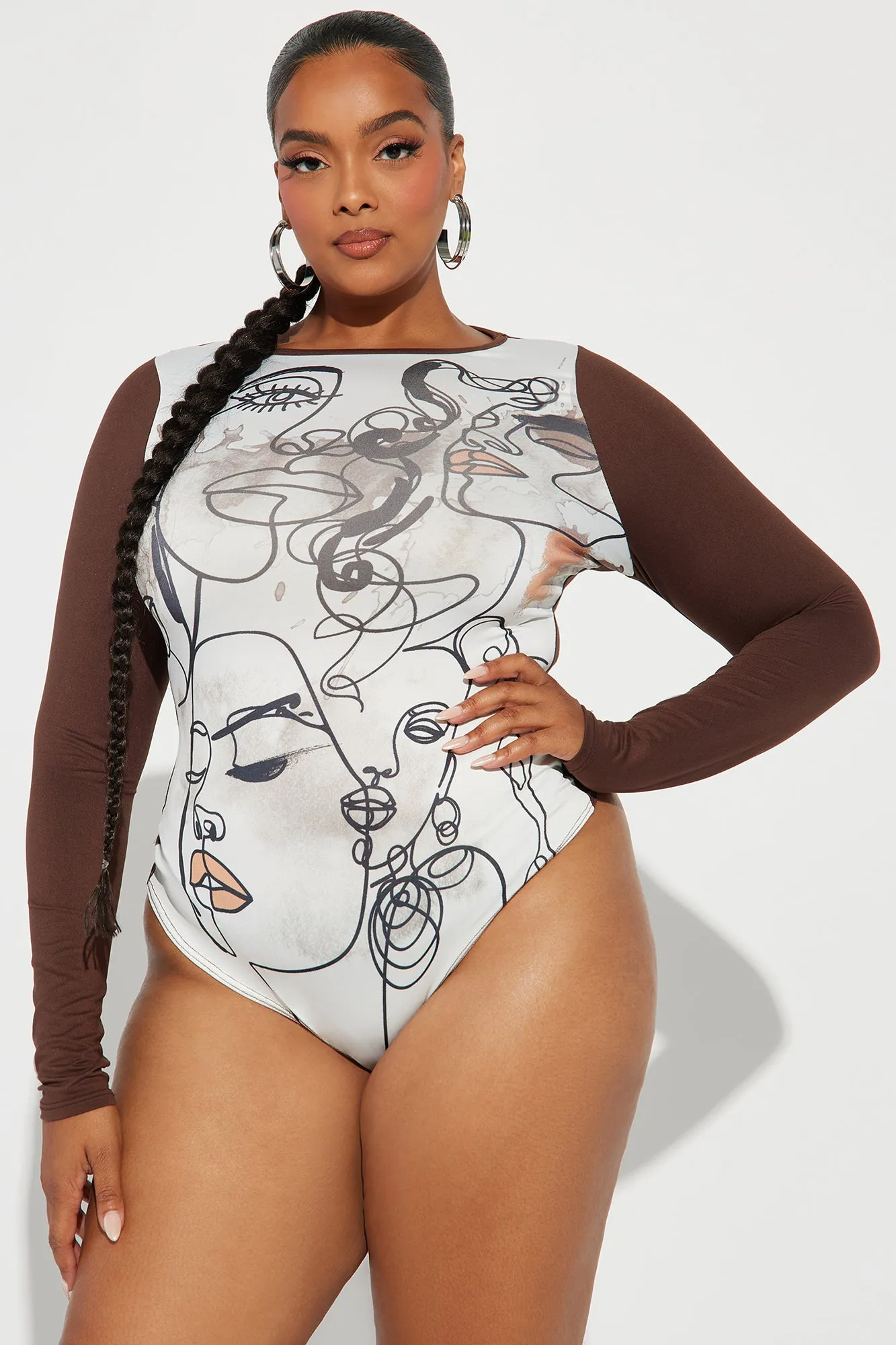 Beauty In All Angles Bodysuit - Brown/combo