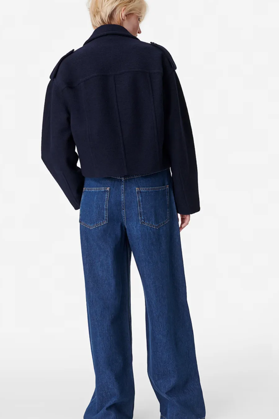 Beran Peacoat Wool Blend Marine