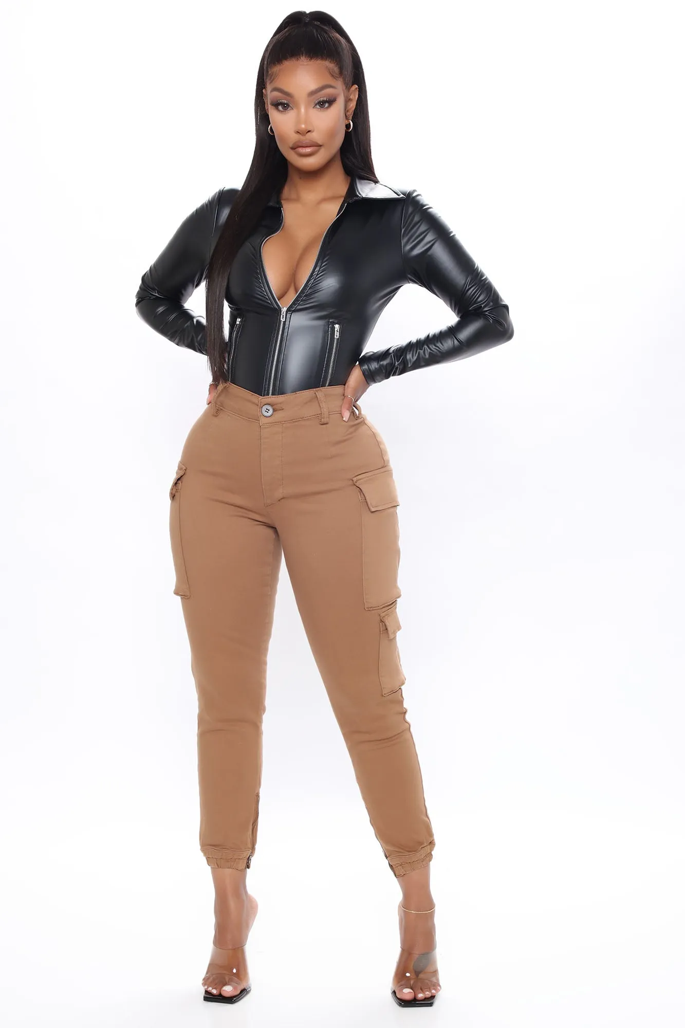 Biker Baddie Zip Front Bodysuit - Black