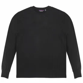 Black Better Basics Ultra-Soft Crewneck Long Sleeve T-Shirt by Fashion Hub