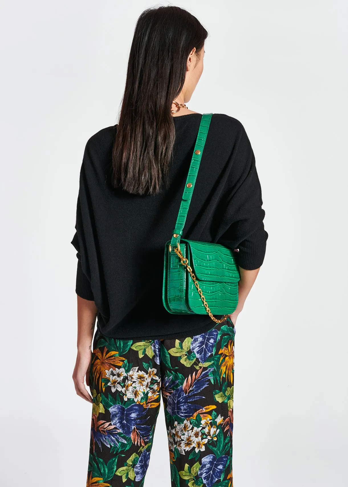 Black merino wool and cashmere sweater