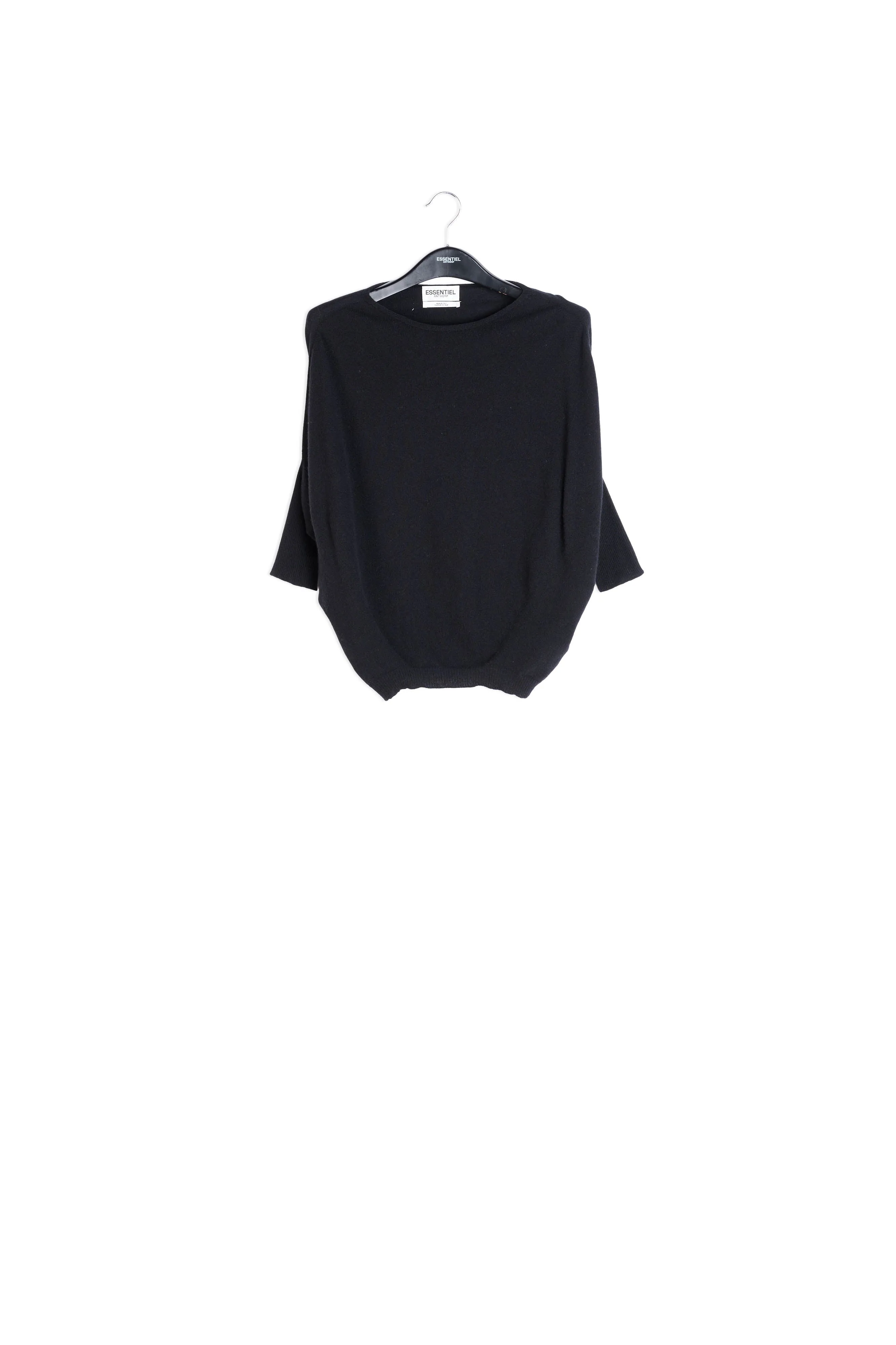 Black merino wool and cashmere sweater