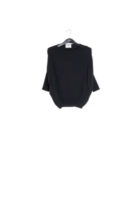 Black merino wool and cashmere sweater