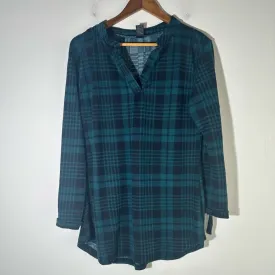 Blue and Black Boxy Tunic with Polo Collar