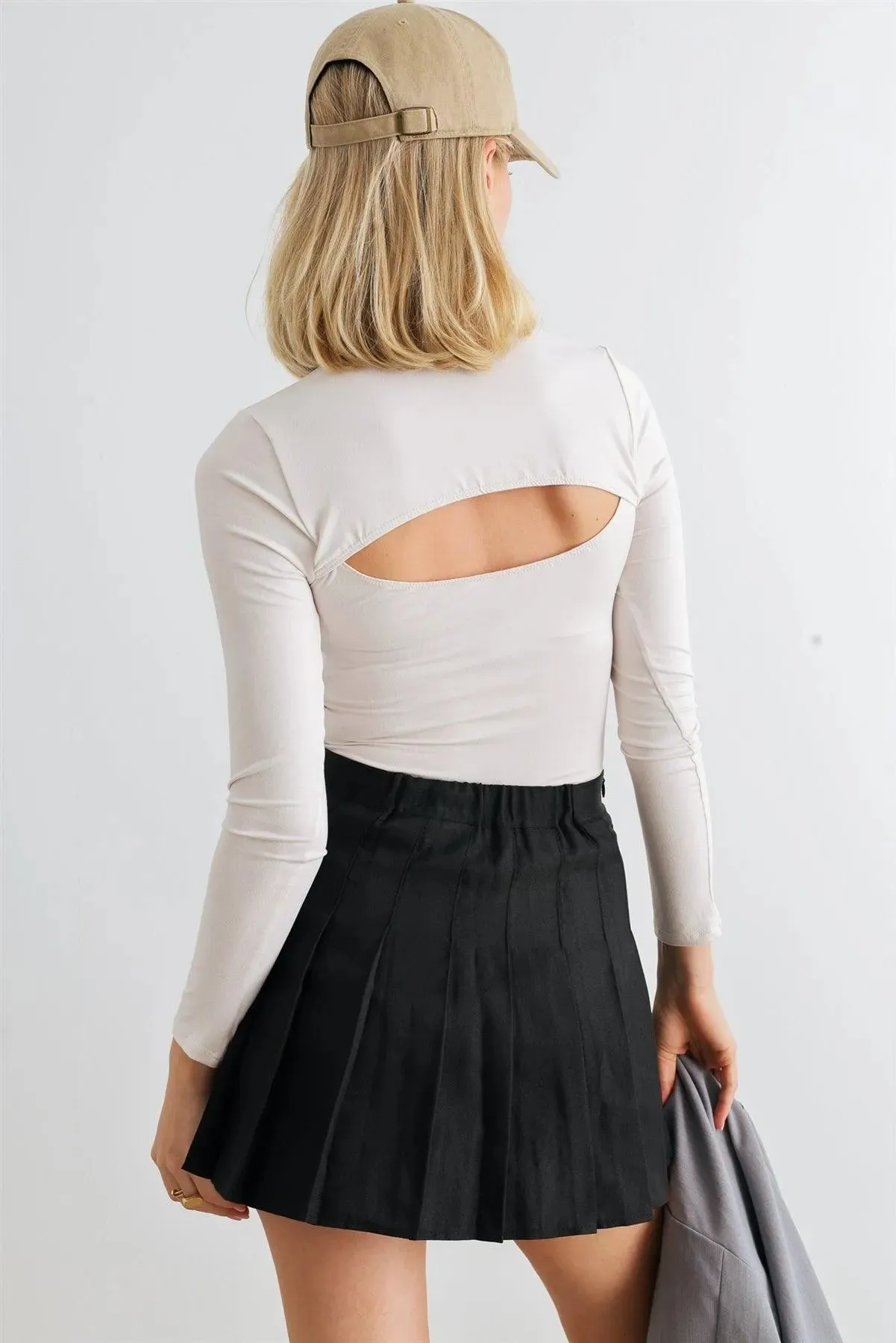 Bone Long Sleeve Mock Neck Cut-Out Back Bodysuit /1-2-2-1
