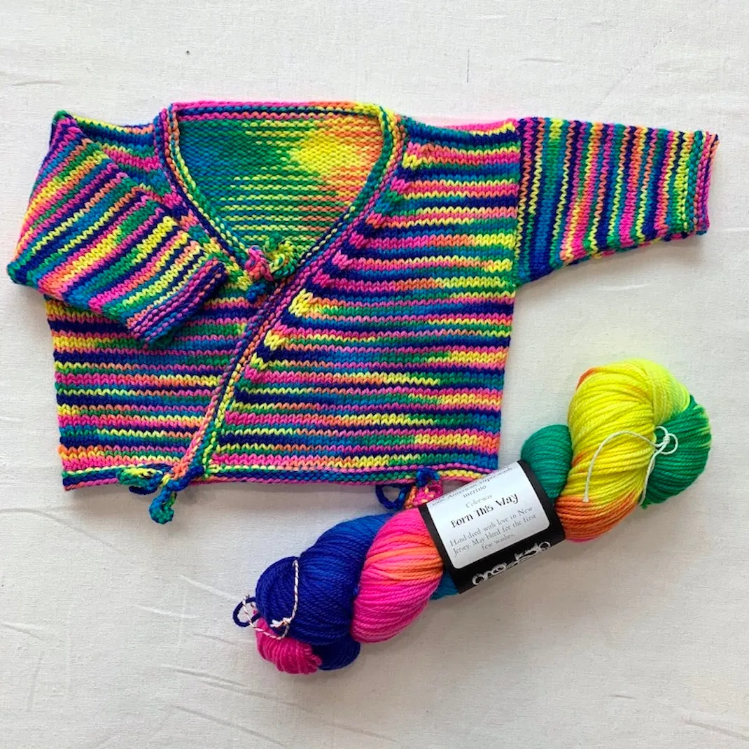 Cadenza Cross-Over Baby Sweater (Rockstar version) Knitting Kit | Molly Girl Rockstar DK