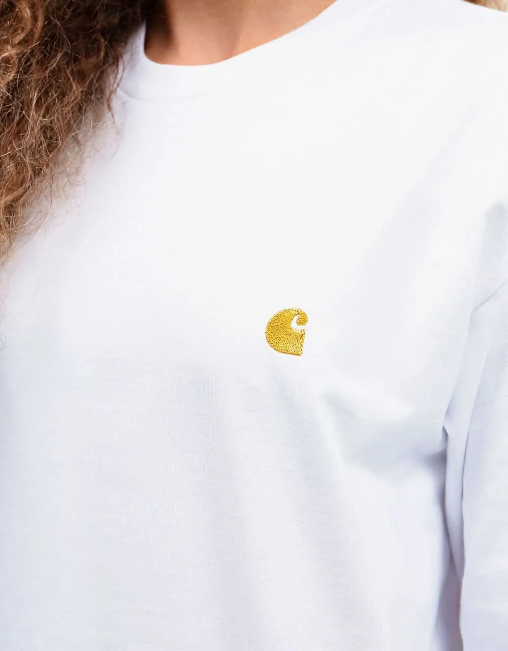 Carhartt WIP L/S Chase T-Shirt - White/Gold
