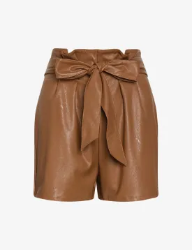 Commando faux leather paper bag short cocoa