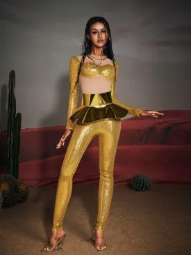 Corbin Sequin Jumpsuit With Waistband
