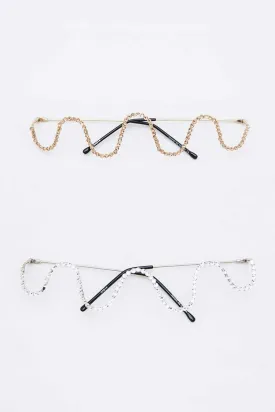 Crystal Pave Wavy Iconic Sunglasses