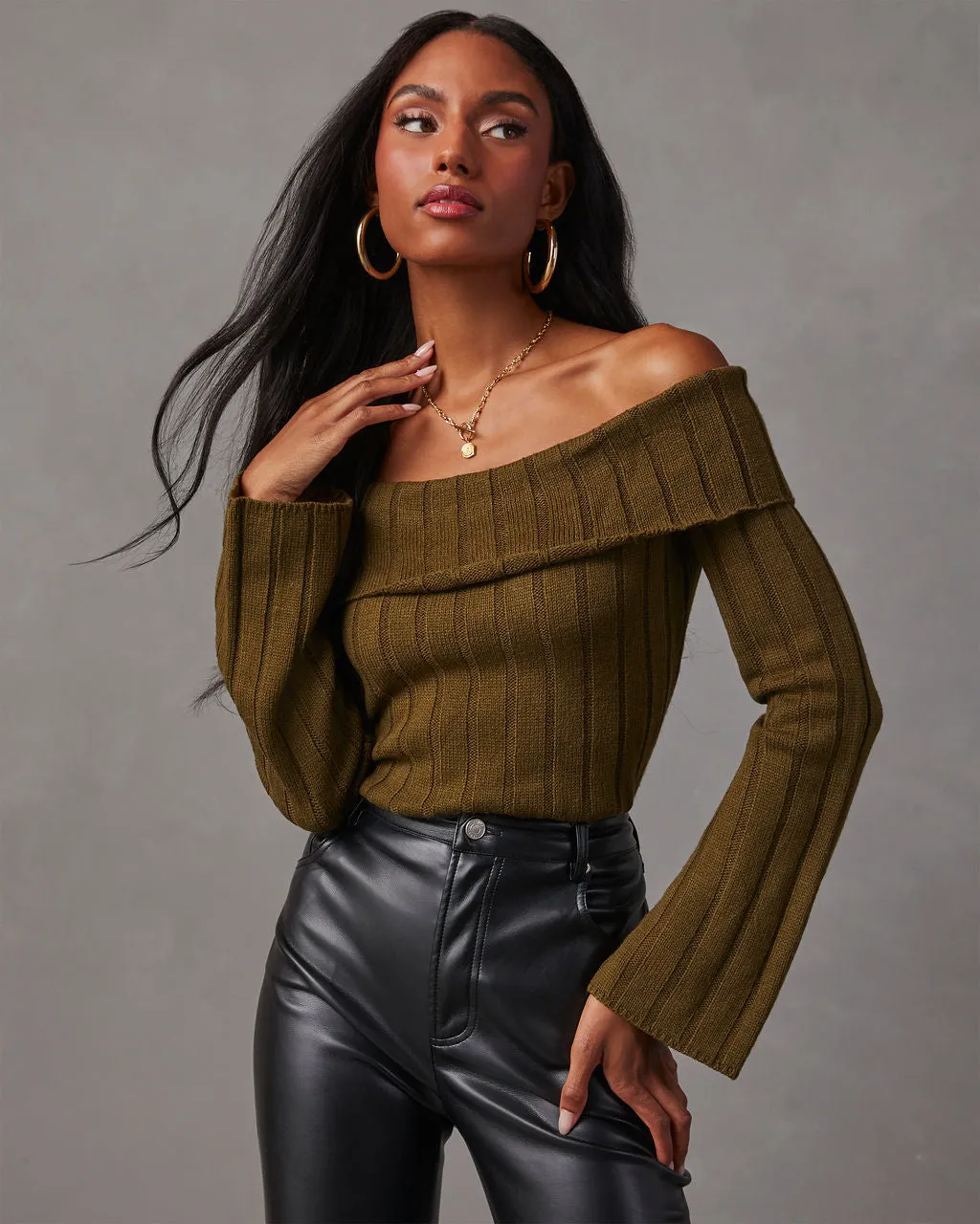 Daphne Off The Shoulder Ribbed Sweater