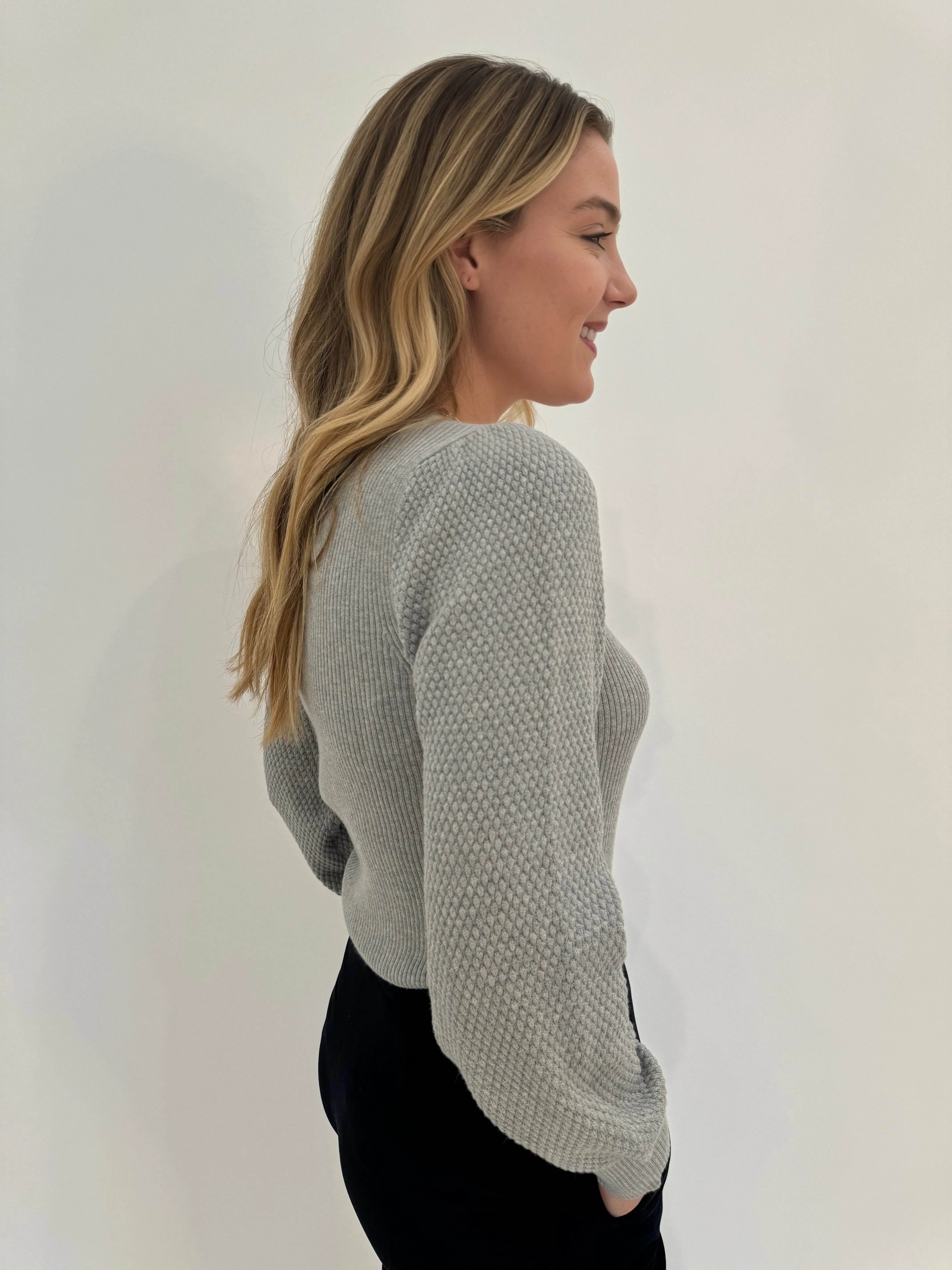 Diamond Blouson Sweater - Ash