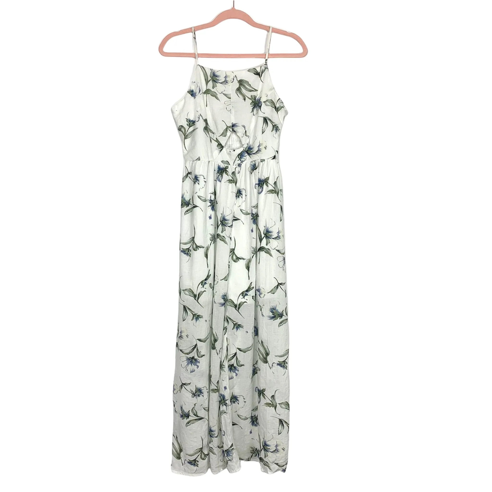 Doe & Rae White Floral Print Front Cutout Jumpsuit- Size S