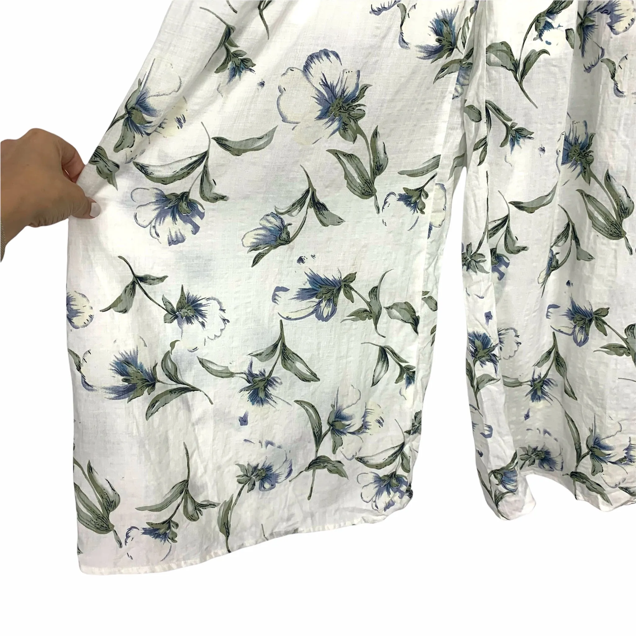 Doe & Rae White Floral Print Front Cutout Jumpsuit- Size S