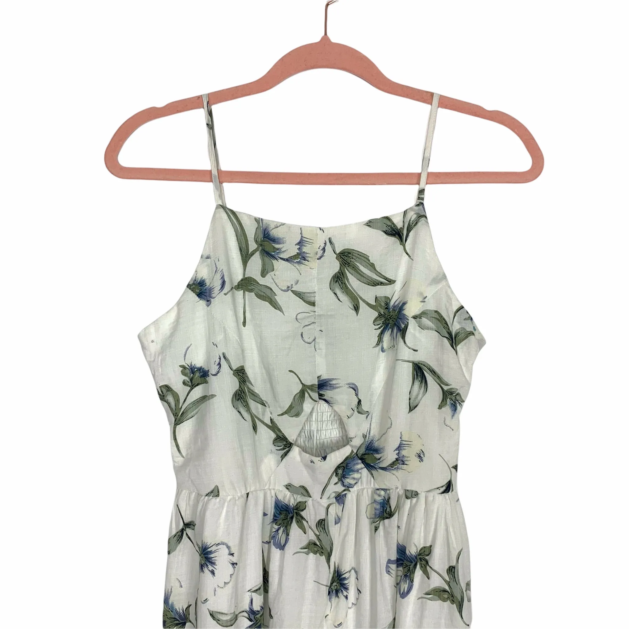 Doe & Rae White Floral Print Front Cutout Jumpsuit- Size S