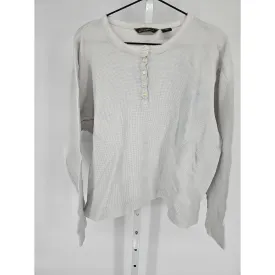 Eddie Bauer Womens Sz XXL Tall Long Sleeve Waffle Knit T Shirt White