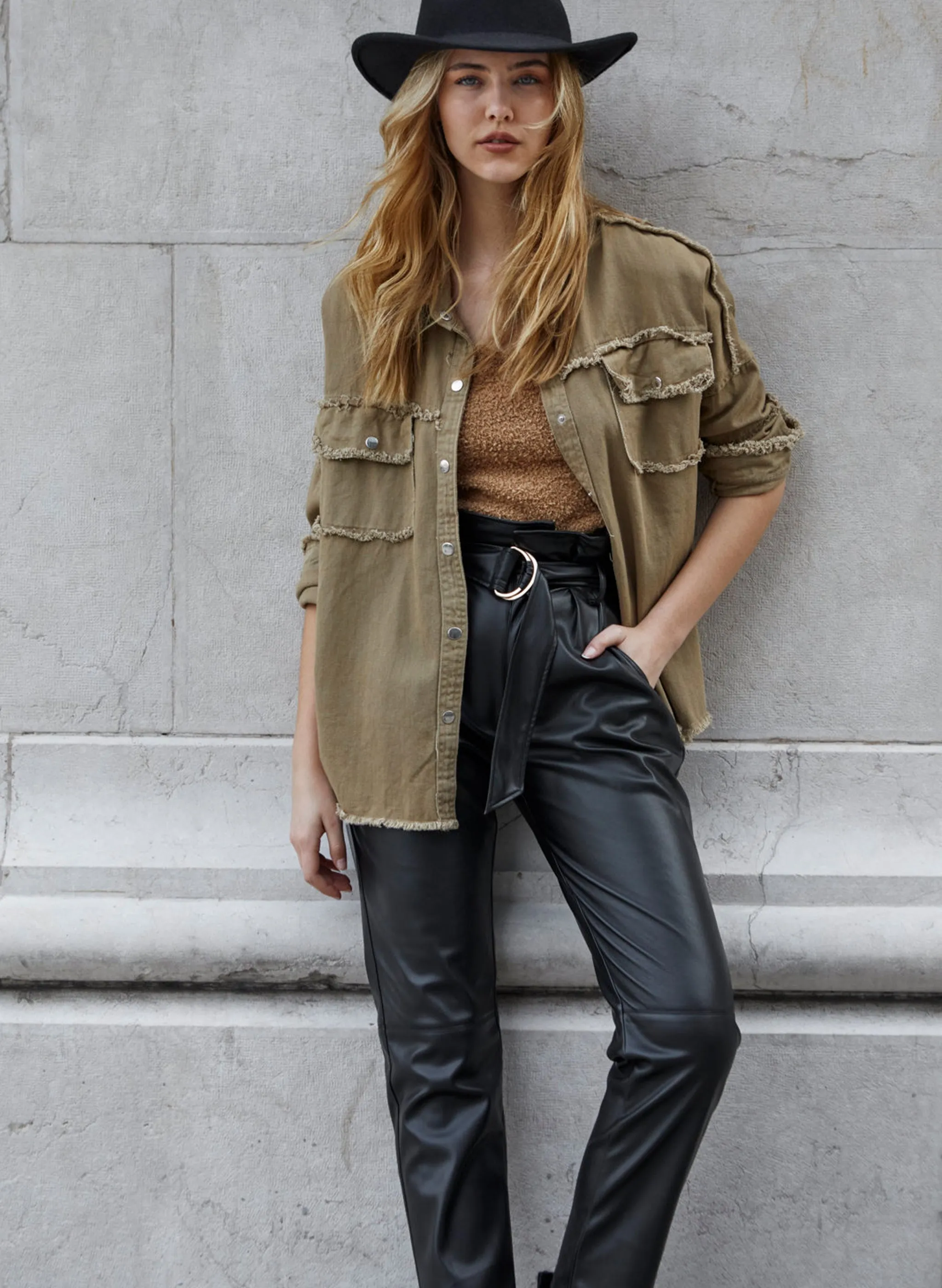Elan - Faux Leather Pants - Black