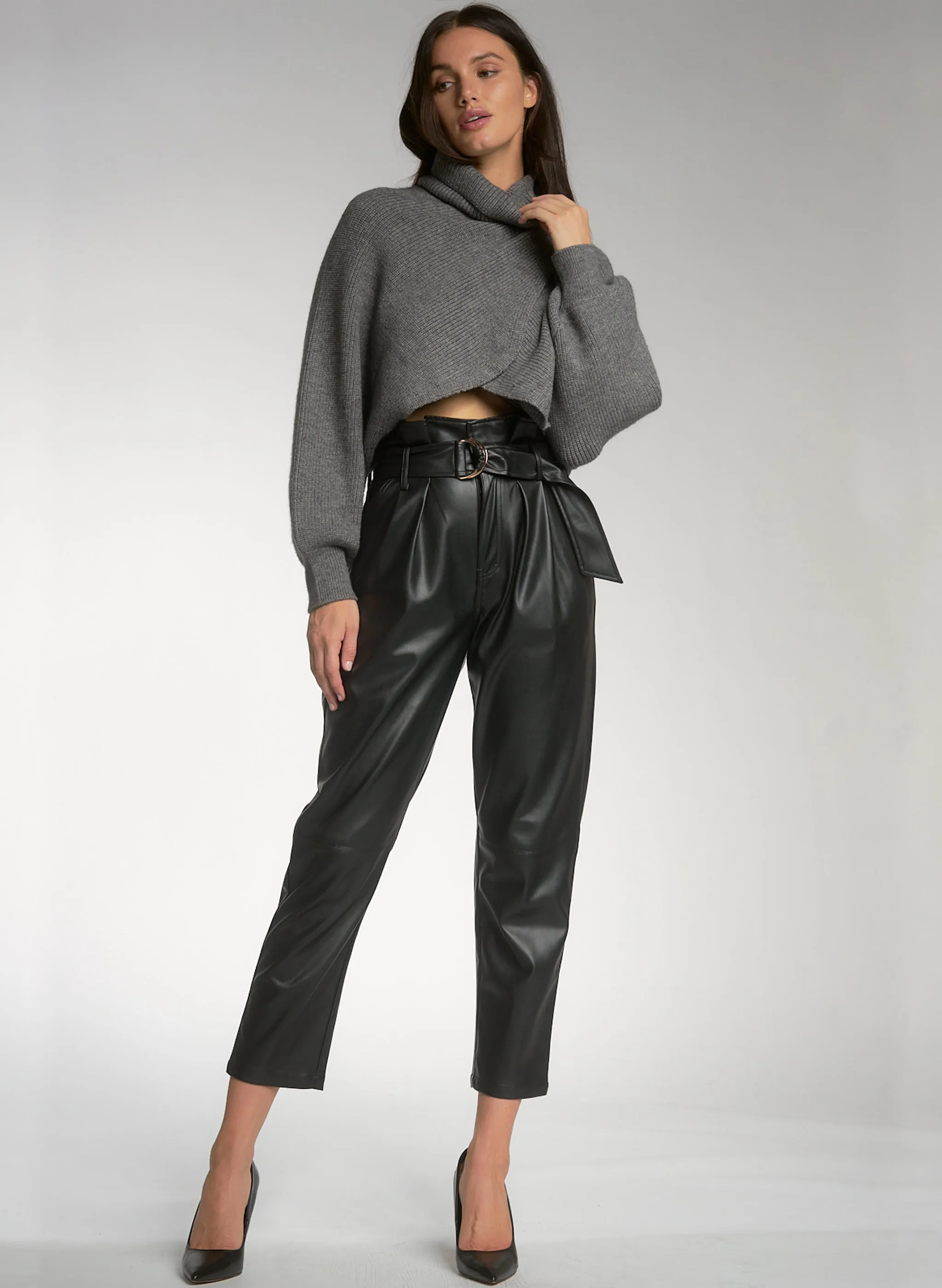 Elan - Faux Leather Pants - Black