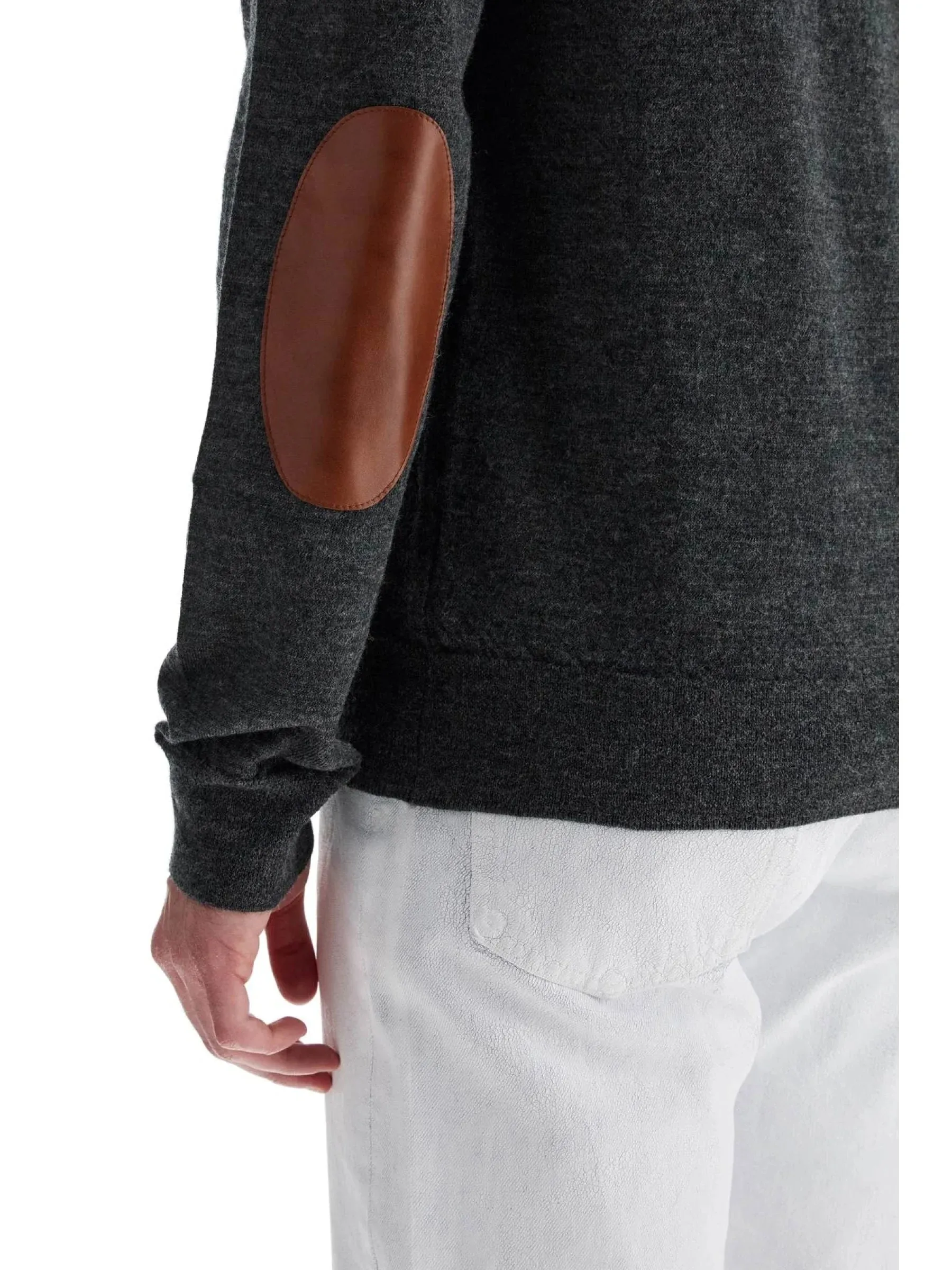 Elbow Patch Wool Knit Sweater