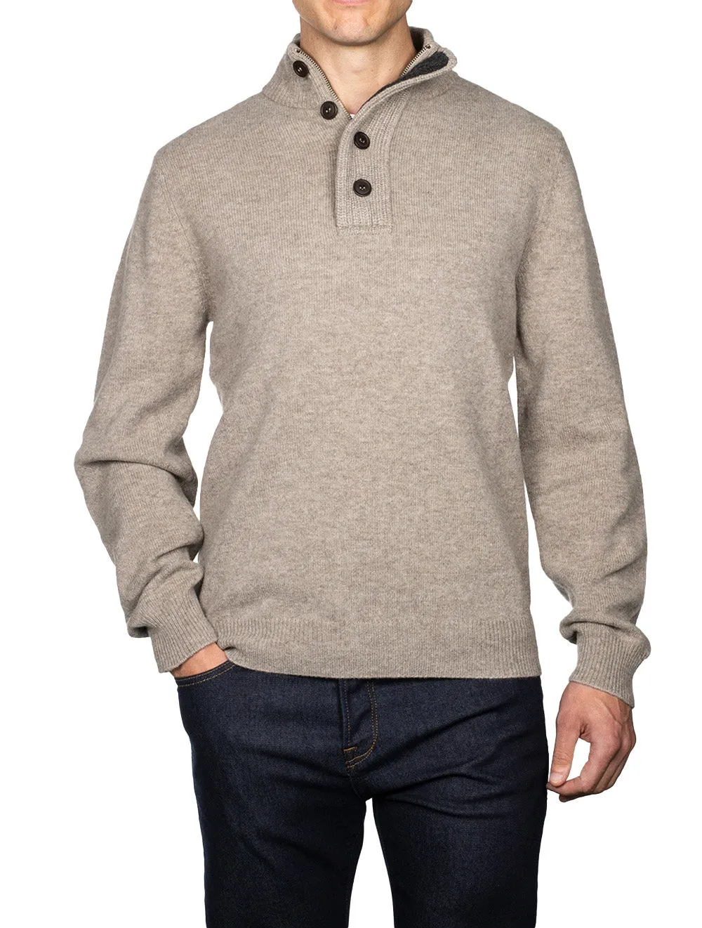 Essential Patch half Zip-Stone