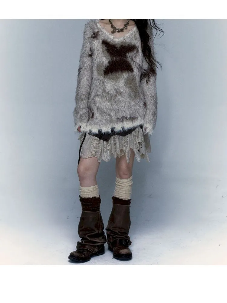 Faux Fur Grunge Sweater