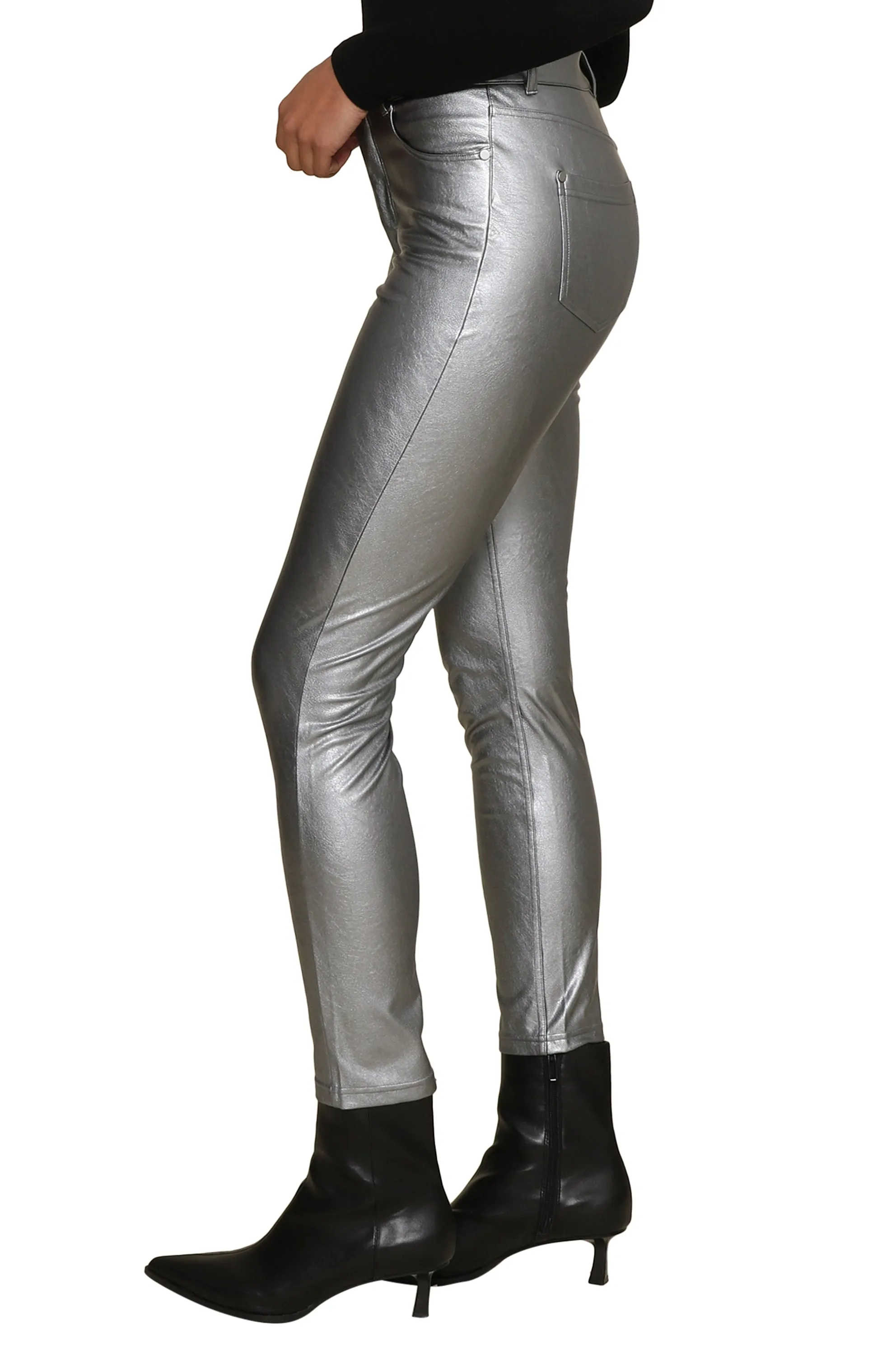 Faux Leather Five Pocket Pant