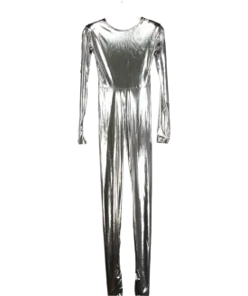 FIORUCCI Metallic Silver footed Jumpsuit UK M