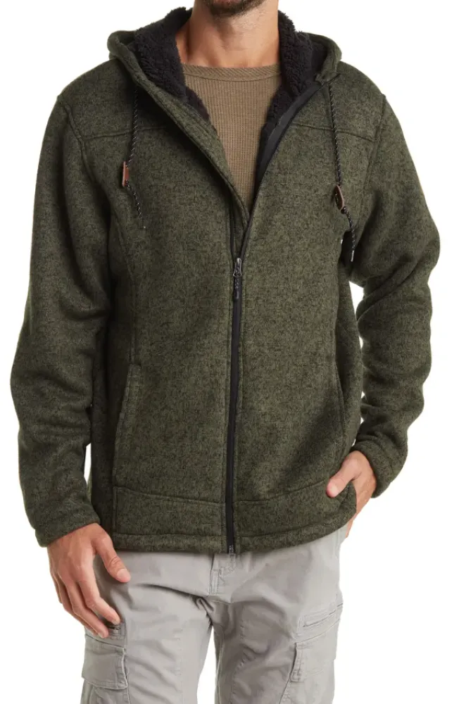 Free Country Mens Osprey Sweater Knit Fleece Jacket