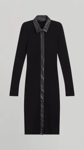 FRONT BUTTON RIB KNIT DRESS