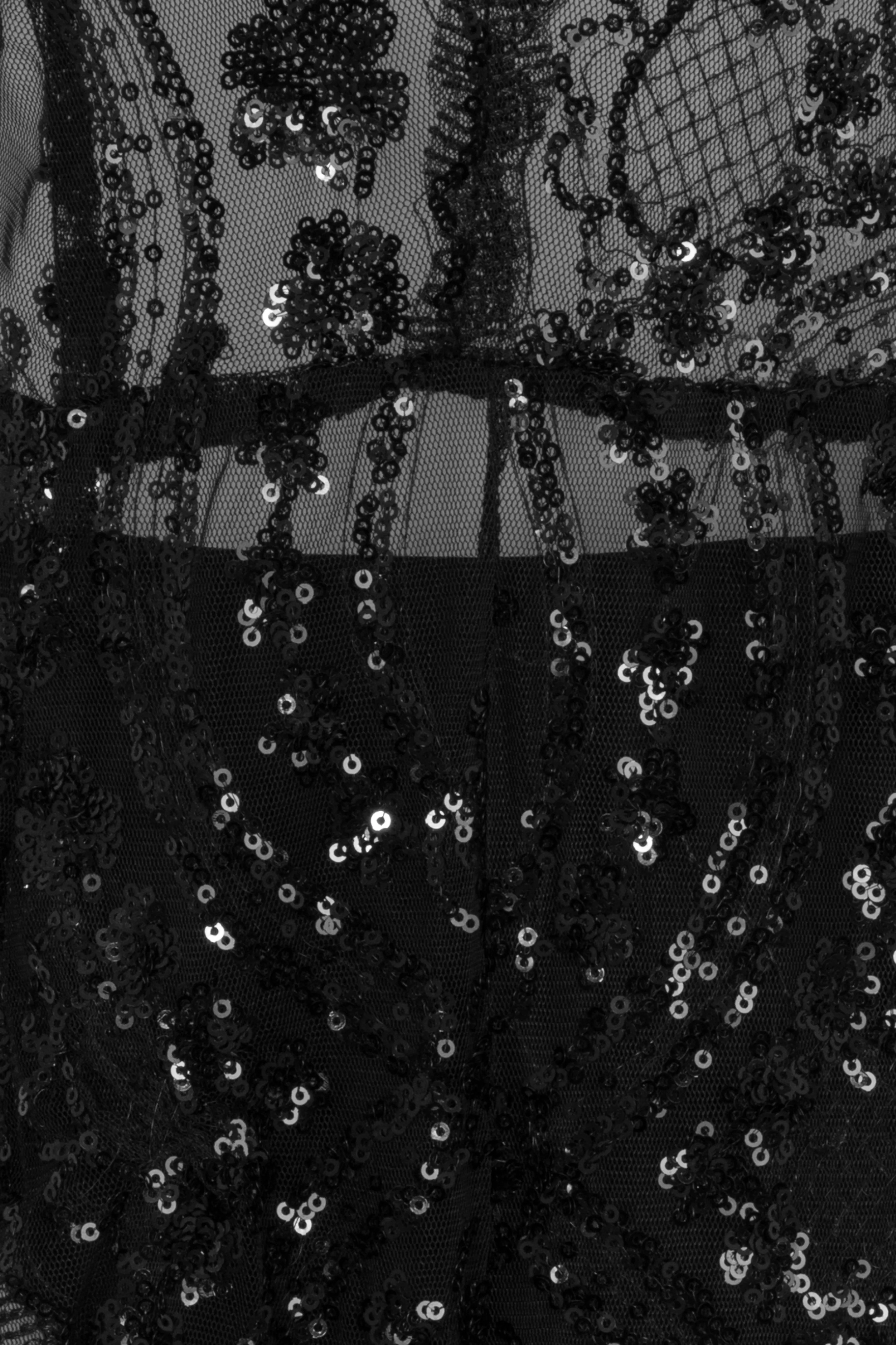 Game Changer Black Sheer Floral Sequin Palazzo Split Jumpsuit