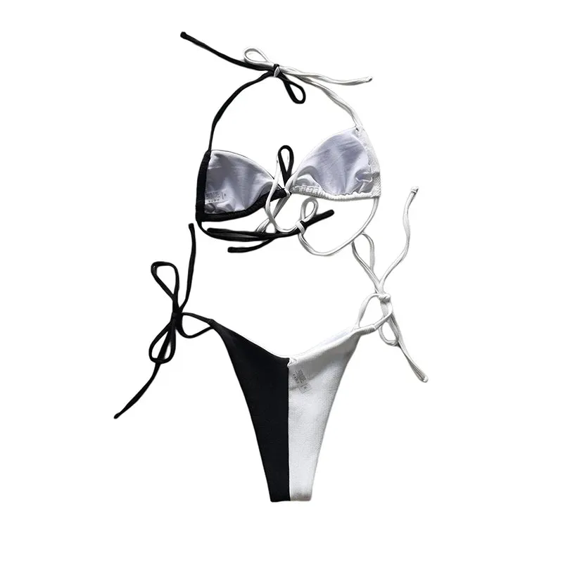 Goth Black And White Bikinis