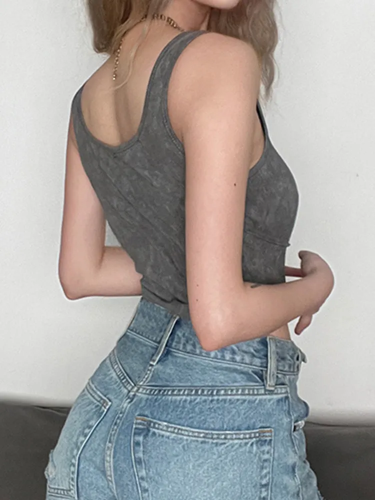 Grey Round Neck Sleeveless Knitted Bodysuit