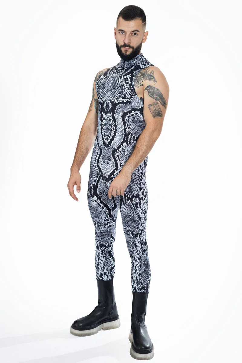 Grey Snakeskin Sleeveless Costume for Men