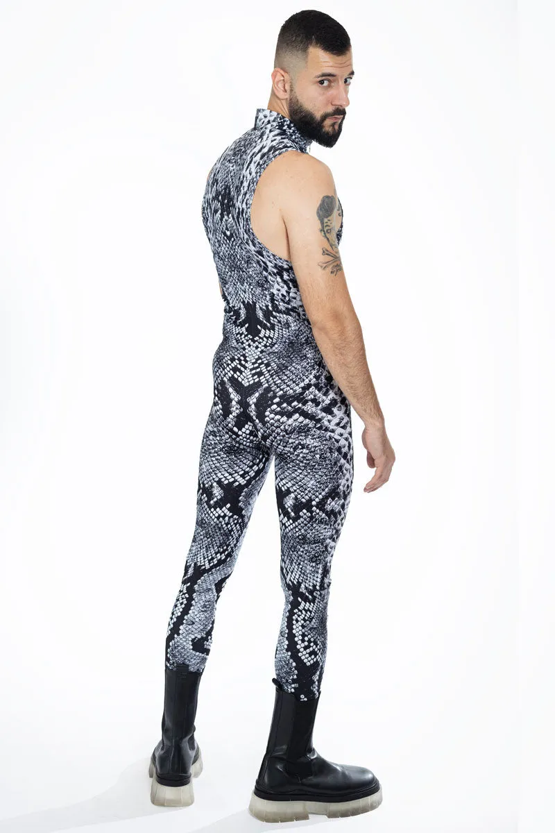 Grey Snakeskin Sleeveless Costume for Men