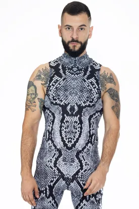 Grey Snakeskin Sleeveless Costume for Men