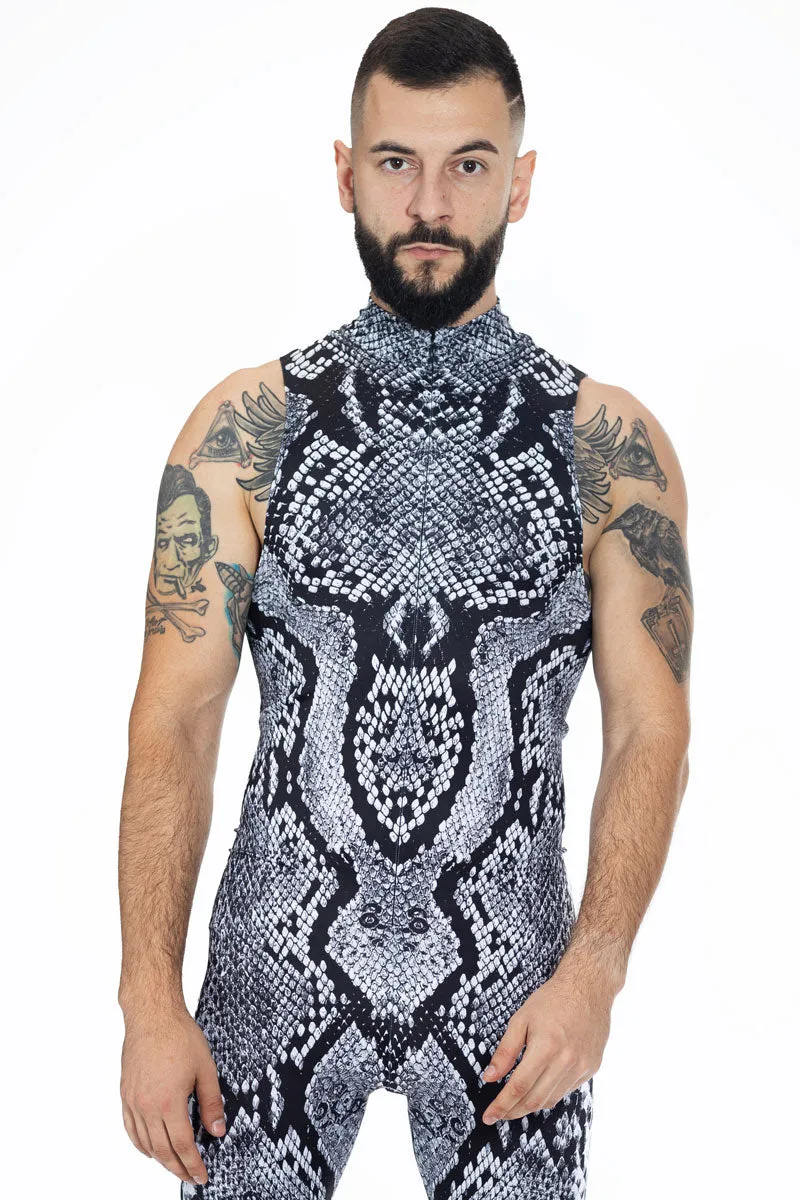 Grey Snakeskin Sleeveless Costume for Men