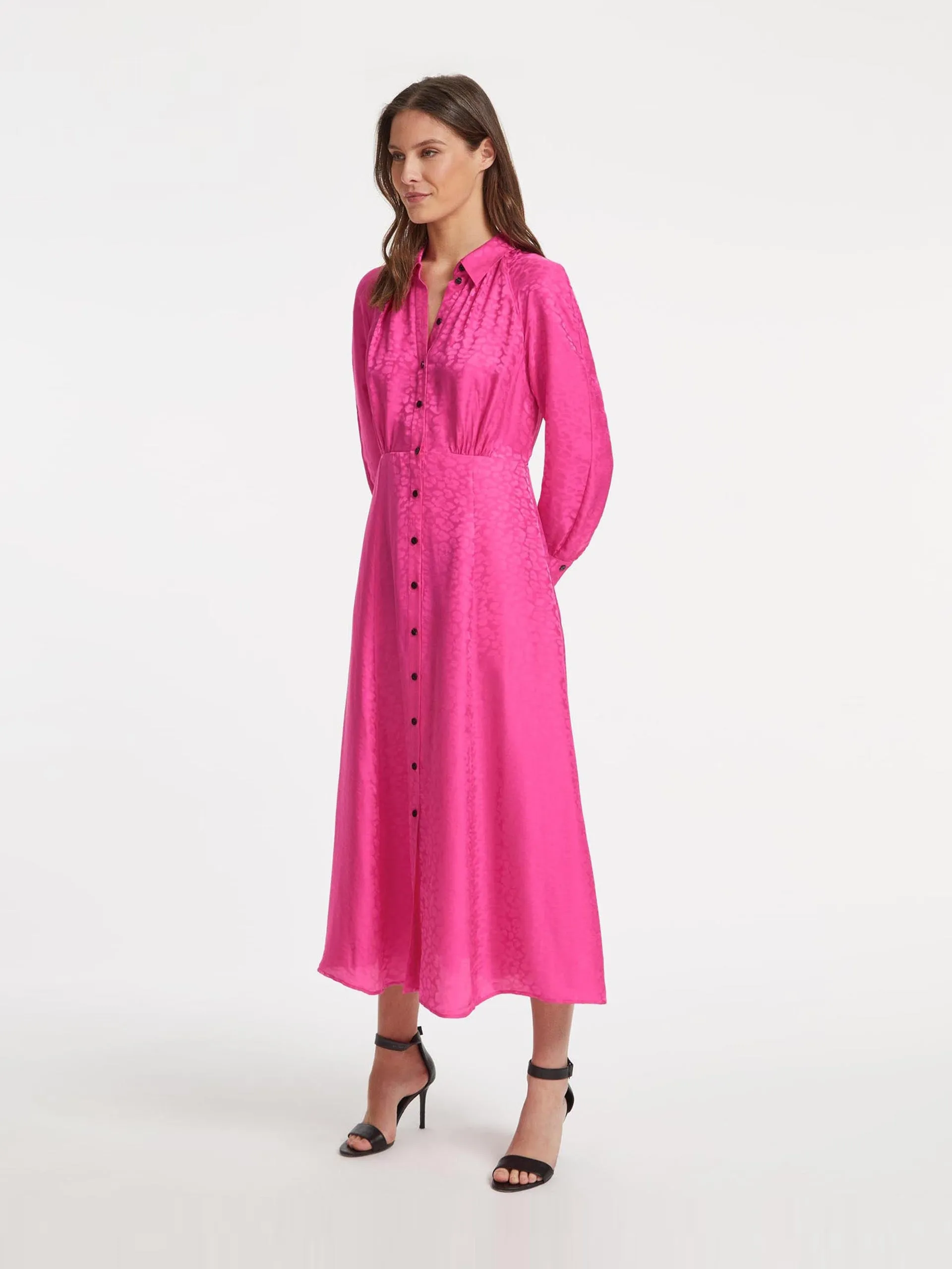 Hot pink Astrid silk blend maxi dress