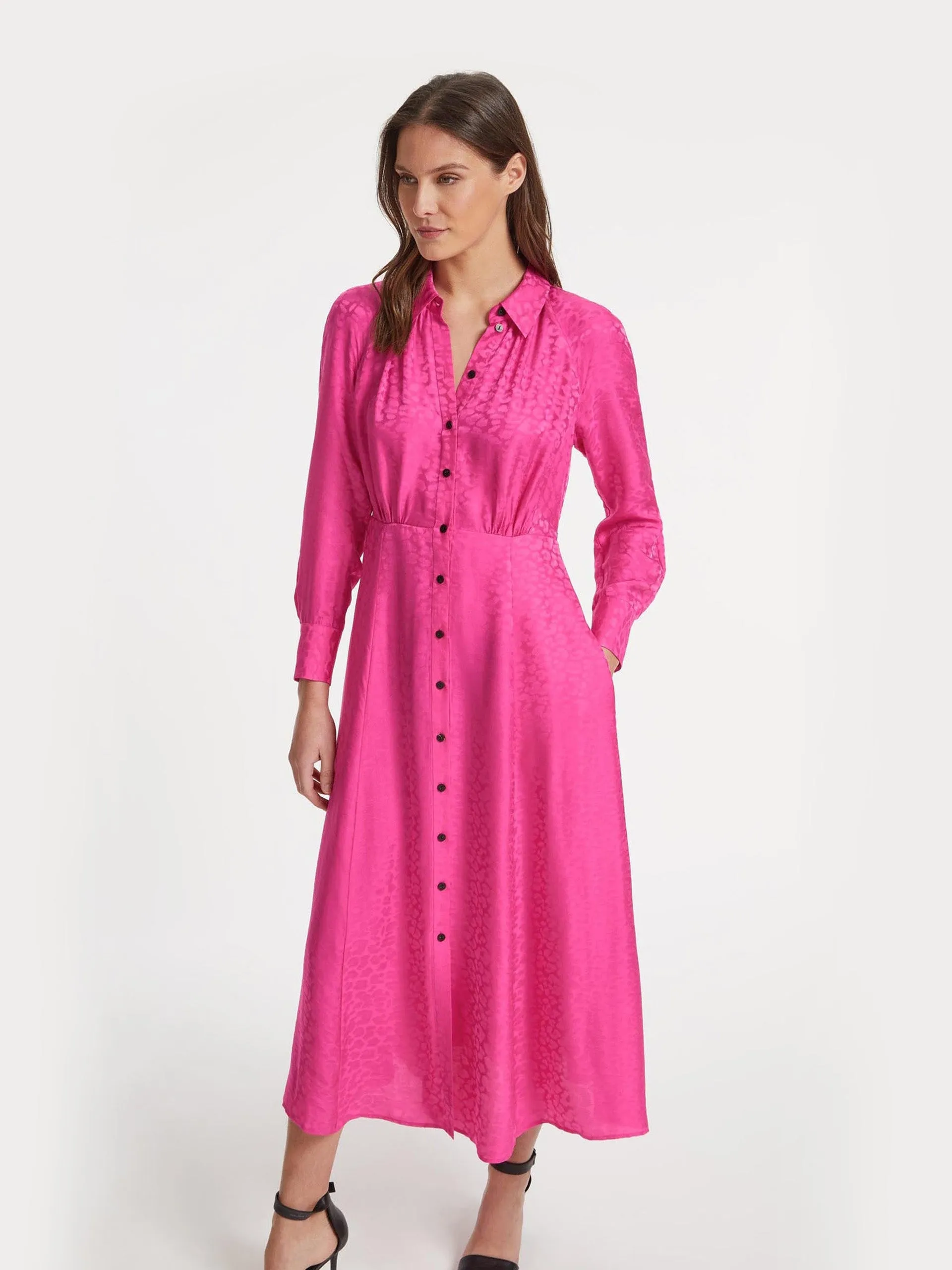 Hot pink Astrid silk blend maxi dress