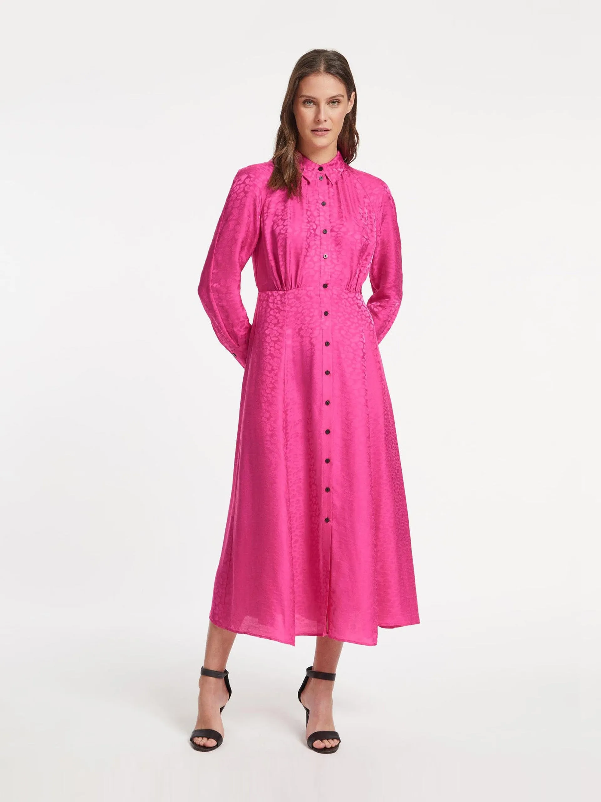 Hot pink Astrid silk blend maxi dress