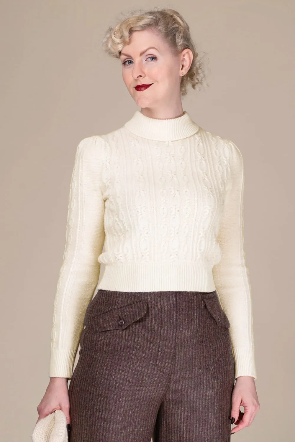 Ice Skater Sweater i naturhvid cashmere blend