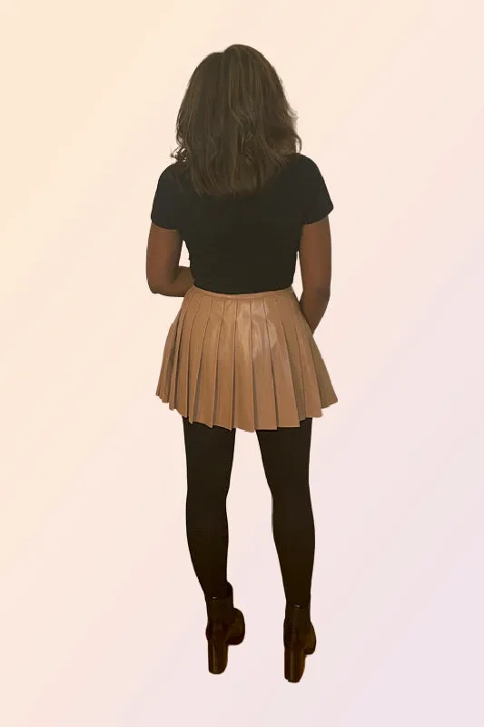 INDIO VEGAN LEATHER PLEATED MINI SKIRT